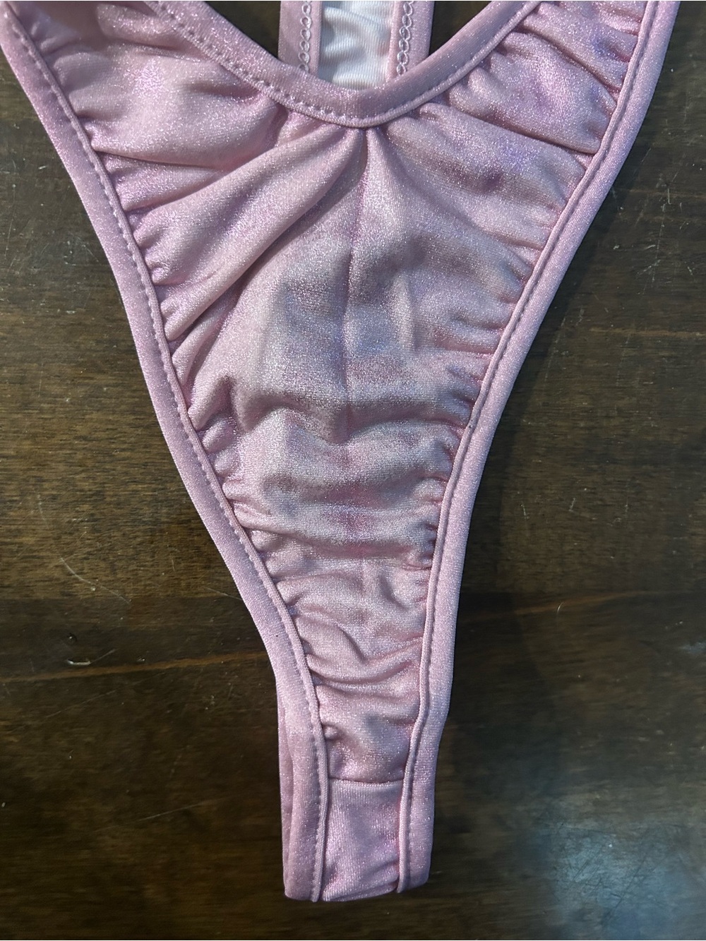 New with Defects Cloris Murphy Halter Metallic Pink Slingshot Thong Monokini - Picture 4 of 6